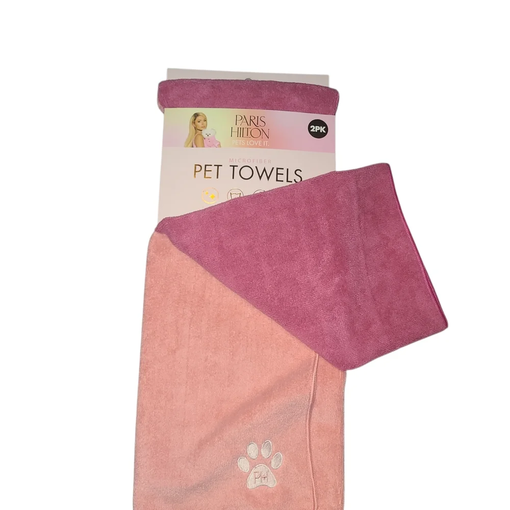 Paris Hilton Pink Pet Towels - Set Of 2